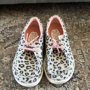 Hey Dude Kids- Wendy Funk Leo- Leopard Print Shoes - Cream/Pink- 10